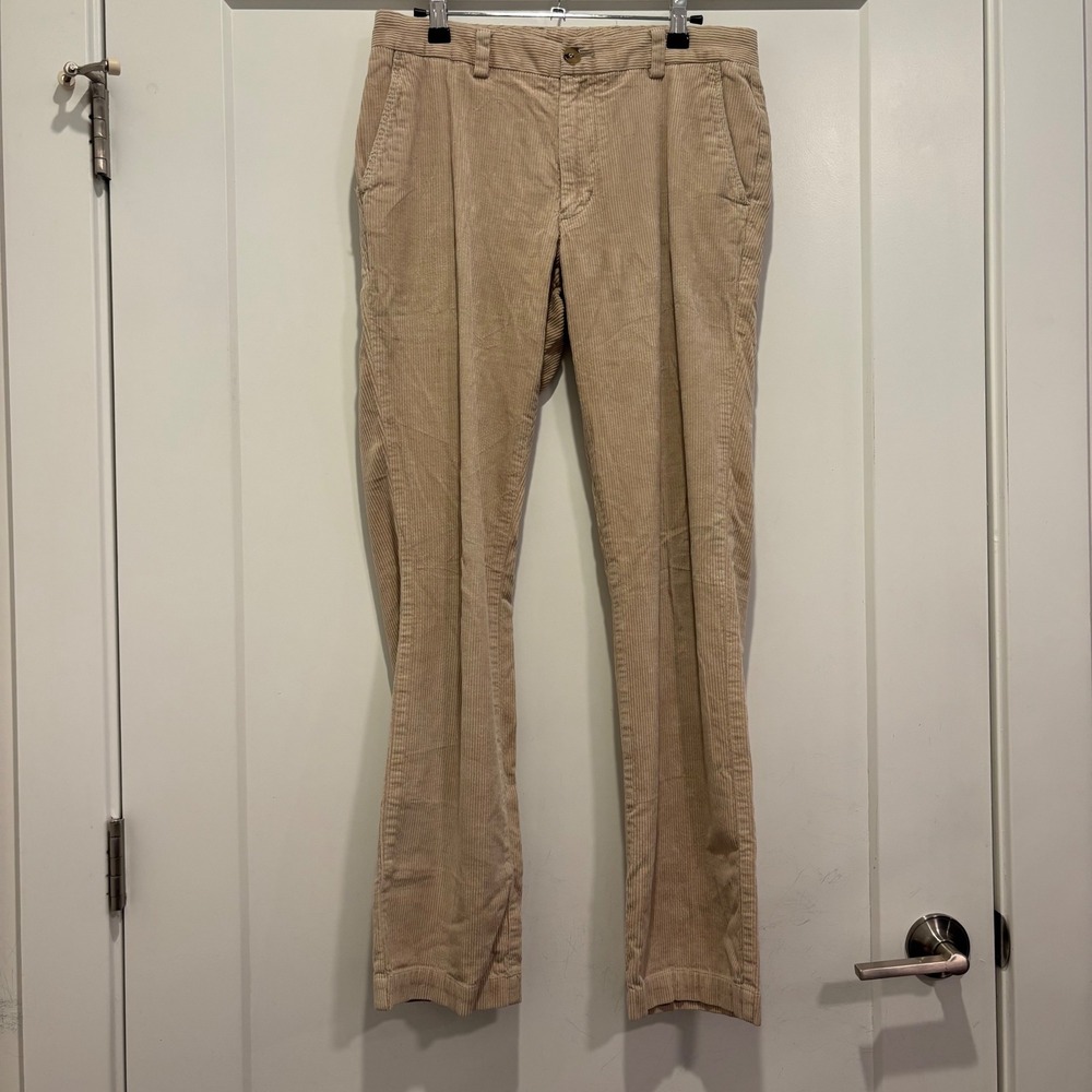 Vineyard Vines Mens 30x32 Slim Fit Breaker Pant Tan Corduroy Trousers 5284